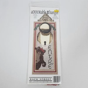 aDOORable Hanger kits Cross Stitch Holiday Christmas Bear "enter" New - Picture 1 of 2