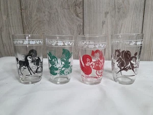 HAZEL ATLAS Kraft SWANKY SWIGS Baby Animals Kiddie BICCHIERI DA SUCCO, set di 4, vintage - Foto 1 di 24