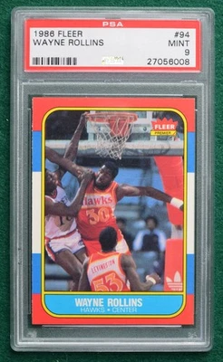 1986-87 Fleer basketball card #94 Wayne Tree Rollins graded PSA 9 Mint Hawks - Image 1 of 2