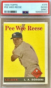 1958 Pee Wee Reese Card - Los Angeles Dodgers- PSA 2 (mc) - Legend! HOF - New!! - Picture 1 of 2