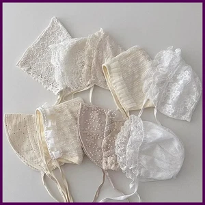 Neu Baby Mütze Spitze Neugeborenes Mädchen Taufmütze für 0-6 Monate Mädchen Baumwolle - Bild 1 von 33
