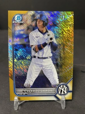 2022 Bowman Chrome OSWALDO CABRERA #/50 Gold Refractor 1st RC Yankees #BPPF-17 - Image 1 of 4