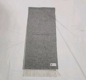 Bufanda Heritage Cashmere 100 % cachemir gris 60" x 12" con flecos clásica suave preppy - Imagen 1 de 9