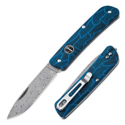 BÖKER PLUS® Tech Tool Damast Zweihand-Taschenmesser 42a EDC Slipjoint G10 Blau - Bild 1 von 4