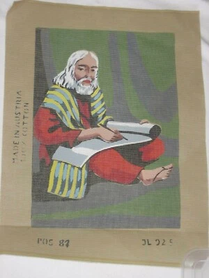 Needlepoint Canvas Rabbi with Torah Judaica Jewish Made in Austria Vintage - Image 1 of 4