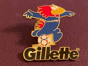 FRANCE 1998 WORLD CUP SOCCER - GILLETTE SPONSOR MASCOT  PIN - Picture 1 of 1
