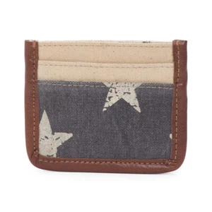 Funda para tarjetas Mona B billetera de lona reciclada estrellas bandera estadounidense unisex delgada - Imagen 1 de 8