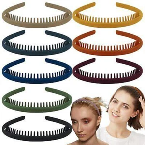 8 PCS Non Slip Fashion Effortless Plastic Headbands with Teeth Comb Skinny - Picture 1 of 7