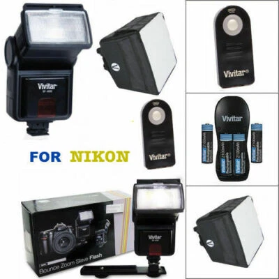 SPEEDLIGHT FLASH + PRO DIFFUSER  REMOTE FOR NIKON D7100 D7000 D5100 D3200 D3100 - Image 1 of 4