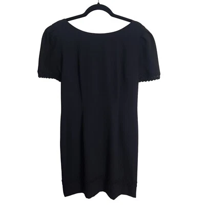 Vestido Donna Morgan Vintage Años 80 Negro Moveble Acento Crochet Talla 10 Foto 1 de 4