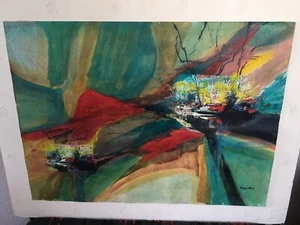 AUTHENTIC LISTED ARTIST RENEE REED ABSTRACT PAINTING SIGNED AMAZING COLORS! - Bild 1 von 8