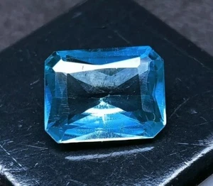 Flawless Natural Blue Aquamarine Emerald Cut Certified 8-9Ct Loose Gemstone - Picture 1 of 7