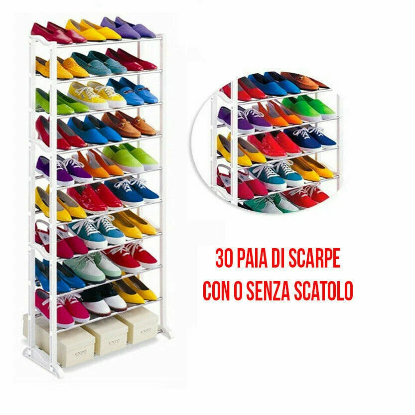 Scarpiera 30 Paia 10 Ripiani Salvaspazio Ordina Arredo Scarpe Uomo Donna cir