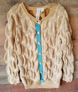 Matilda Jane Paint By Number Girls Sz 4 Puffy Cardigan Sweater Yellow Gold - Picture 1 of 3