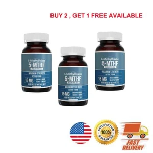 L-Methyl Folate 15mg + Methyl B12 60 Caps – 5-MTHF Active B9 B12 for Mood & Meth - Picture 1 of 11
