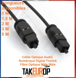 CABLE OPTIQUE AUDIO NUMERIQUE DIGITAL TOSLINK FIBRE OPTIQUE MÂLE MÂLE SPDIF - Imagen 1 de 8