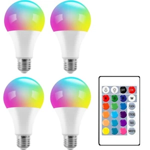 4 Pack LED RGB Smart Light Bulb A21 15W 900LM Voice APP Bluetooth Control E26 - Picture 1 of 13