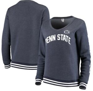 Penn State Nittany Lions Blue 84 Emily Varsity Banded V-Neck Pullover Sweatshirt