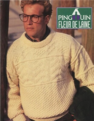 Pingouin Knitting Pattern - Fleur de Laine Mens Pullover, Womens Pullover, Cardi - Image 1 of 2