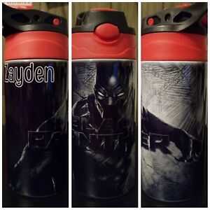 Black Panther Kinder Wasserflasche (Hinweis für Verkäufer mit Namen hinterlassen)