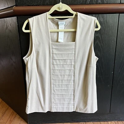 Camiseta sin mangas AKRIS Punto para mujer 16 beige algodón elástico sin mangas cuello cuadrado Foto 1 de 4