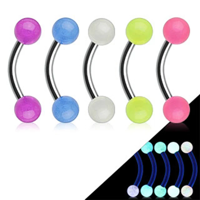 5 Pc Acrylic Glow in the Dark Ball Tragus Lip Snug Piercing Eyebrow Ring 16g - Image 1 of 1