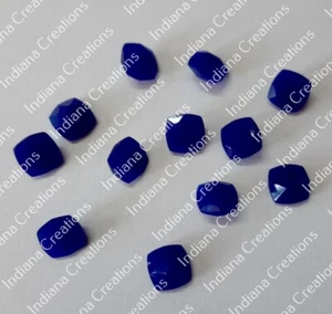 Cushion Faceted Cut Natural Blue Jade 6x6mm To 12x12mm Calibrated Gemstone - Picture 1 of 6