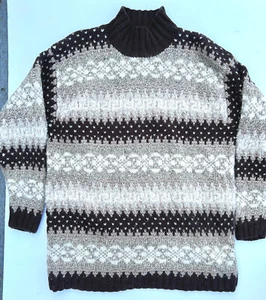 Men's Jones New York Brown + Beige Pullover Sweater, Labele Small, But LARGE - ! - Picture 1 of 7