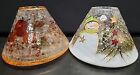(2) Yankee Candle Crackle Glass Fall Thanksgiving & Christmas Jar Shade