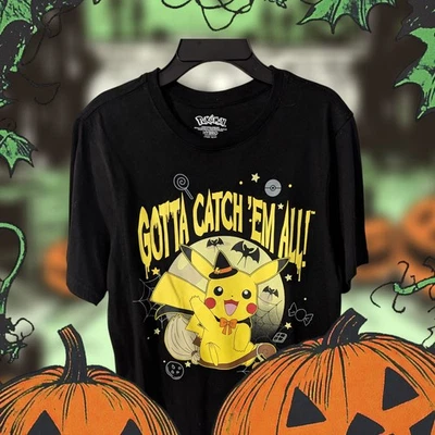 Pikachu Pokemon Spooky Nights Boys Short Sleeve Graphic T-Shirt Size XXL 18 Blac - Image 1 of 4