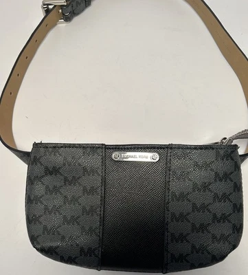 Bolso Cinturón Ajustable Michael Kors Talla Pequeña Negro Gris Riñonera Cintura Pack Estilo Foto 1 de 4
