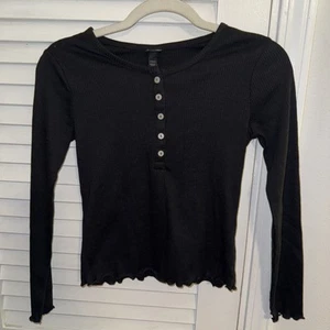 Girl’s Art Class Youth Large 10/12 Henley Long Sleeve Black Shirt - Picture 1 of 3