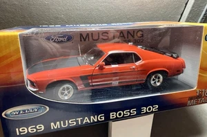 New Sealed Welly 1969 Red Ford Mustang Boss 302, Die Cast 1:18 Scale - Picture 1 of 7