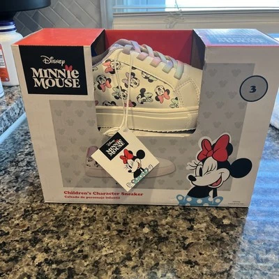 NEW Disney Minnie Mouse Kids Sneakers Size 3 FREE SHIP - Image 1 of 3