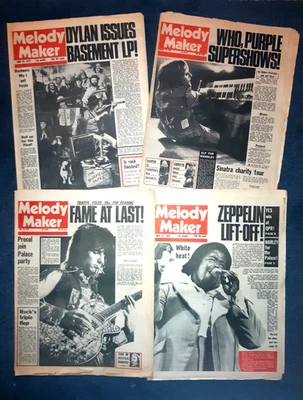 Vintage MELODY MAKER magazine lot of 4 1973-1975: DYLAN, ZEPPELIN, RON WOOD! - Image 1 of 4