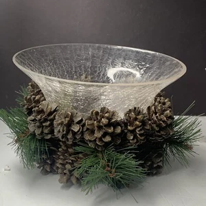 Artificial Festive winter christmas pinecones greens centerpiece Fruit Bowl - Picture 1 of 8