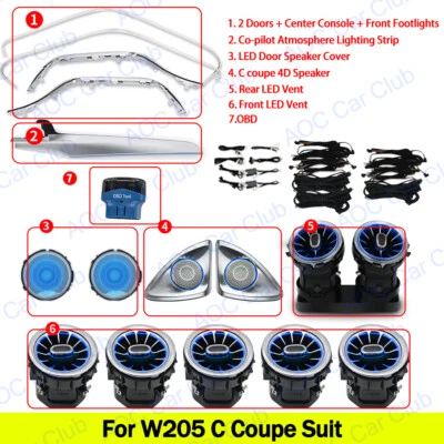 Para Mercedes-Benz Clase C/C Cupé W205 64 Colores Set Luz Ambiental Kit Completo + OBD Foto 1 de 4