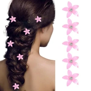 Bartosi Small Flower Hair Clips Pink Mini Barrettes for Women Pack of 5 - Picture 1 of 7