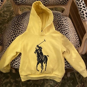 POLO Ralph Lauren Boys 4/4T Big Pony Hoodie Sweatshirt Yellow w/ Black Logo - Picture 1 of 8