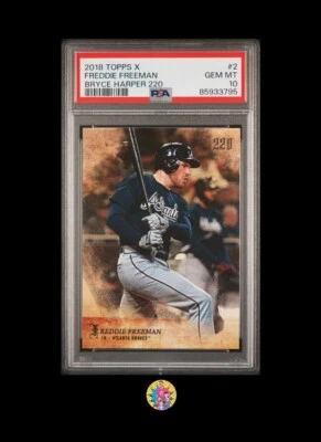 2018 Topps X Freddie Freeman #2 Bryce Harper 220 Braves PSA 10 Gem Mint (Pop 11) - Image 1 of 4