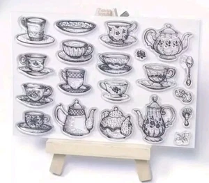 Estampillas de goma artesanales para taza de té tetera vintage estampilla olla taza platillo hervidor de agua - Imagen 1 de 3