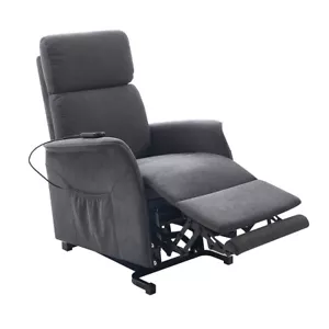 Power Lift Recliner Chair Fabric Sofa Remote Control Padded Seat Dark Grey - Picture 1 of 8