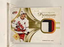 Sebastian Aho Ultimate Premium Material, Game Used 3 Color Patch 26/35