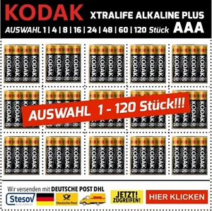 Kodak Xtralife Alkaline AAA Micro Batterien  1,5V LR03 im 4er Blister AUSWAHL - Bild 1 von 2