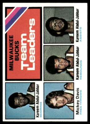 1975-76 Topps #126 Milwaukee Bucks Team Leaders Abdul-Jabbar/Davis - Excellent - Image 1 of 2