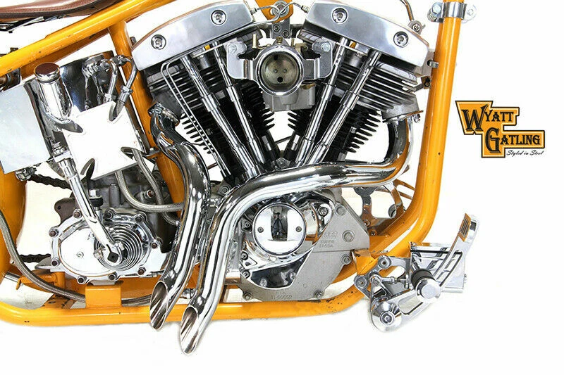 Chrome Wyatt Gatling Down Draft Drag Pipes for Harley Davidson by V-Twin - Image 1 of 1