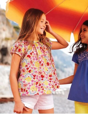 Mini Boden Cotton Floral Peasant Gypsy Gold Trim Size 5-6 - Image 1 of 4