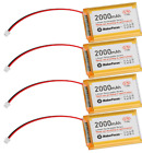 4x MakerFocus 3.7V 2000mAh Lithium Rechargeable Battery 1S 3C Micro JST 1.25 PG