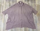 Umgee USA Button Up Shirt Womens Size S Beige Short Sleeves Oversized Casual
