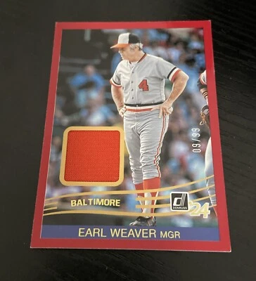 2024 Panini Donruss Baseball 38 Earl Weaver Coach Worn Jersey /99 Orioles - Image 1 of 2